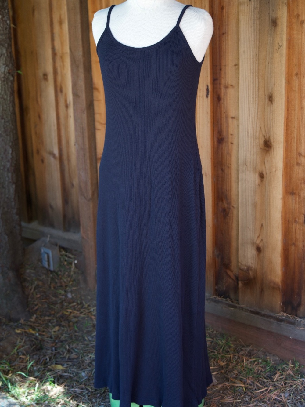 Vintage Y2K Express Blues 100% Cotton Ribbed Spaghetti Strap Maxi Woman's 7/8